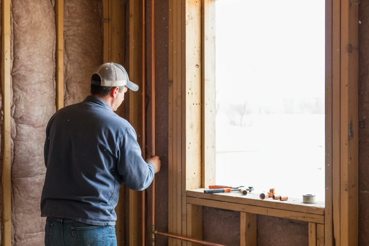Licensed plumber running new copper supply lines in a Roaring Spring home