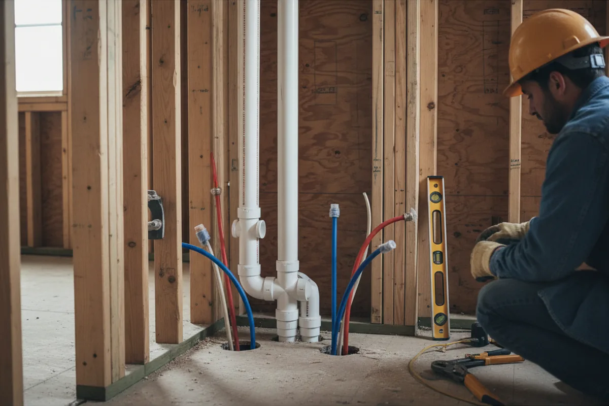Drain and supply rough-in during Leak Detection in Roaring Spring
